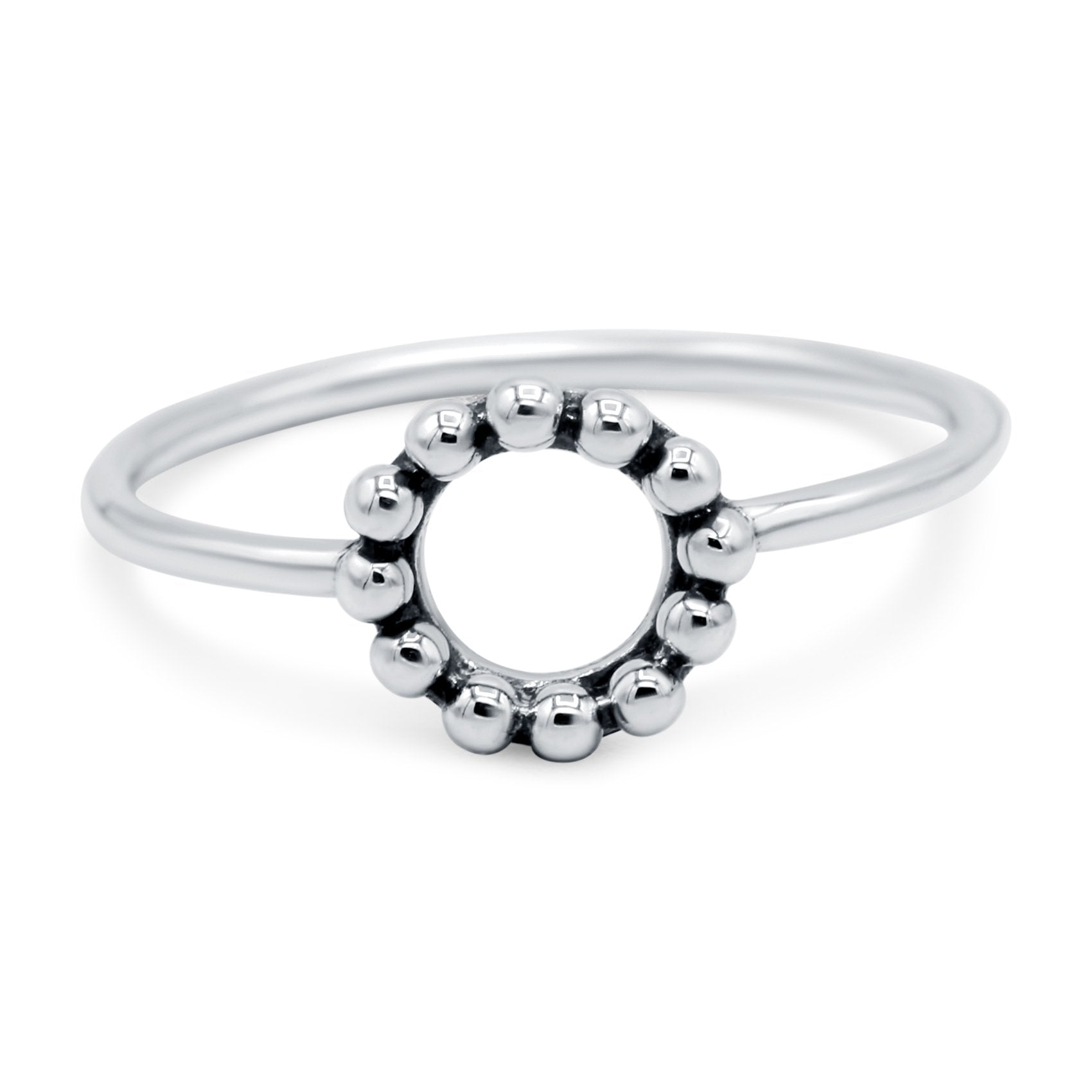 Circle Ring Oxidized Band Solid 925 Sterling Silver (8mm)