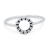 Circle Ring Oxidized Band Solid 925 Sterling Silver (8mm)