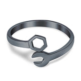 Mechanical Wrench Band Plain Ring 925 Sterling Silver