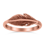 Feather Ring Oxidized Band Solid 925 Sterling Silver Thumb Ring (7mm)