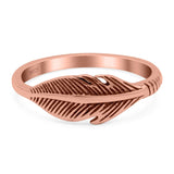 Feather Ring Oxidized Band Solid 925 Sterling Silver Thumb Ring (7mm)