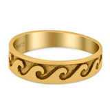 Wave Ring Oxidized Band Solid 925 Sterling Silver Thumb Ring (5mm)