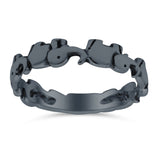 Elephants Ring Oxidized Band Solid 925 Sterling Silver Thumb Ring (4mm)