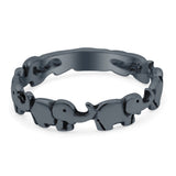 Elephants Ring Oxidized Band Solid 925 Sterling Silver Thumb Ring (4mm)