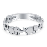 Elephants Ring Oxidized Band Solid 925 Sterling Silver Thumb Ring (4mm)