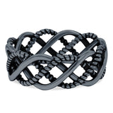 Celtic Weave Crisscross Braid Ring Oxidized Band Solid 925 Sterling Silver (7mm)