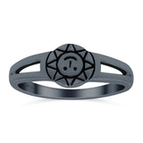 Smiling Sun Ring Oxidized Band Solid 925 Sterling Silver Thumb Ring (7mm)