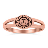 Smiling Sun Ring Oxidized Band Solid 925 Sterling Silver Thumb Ring (7mm)