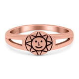 Smiling Sun Ring Oxidized Band Solid 925 Sterling Silver Thumb Ring (7mm)