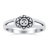 Smiling Sun Ring Oxidized Band Solid 925 Sterling Silver Thumb Ring (7mm)
