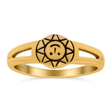 Smiling Sun Ring Oxidized Band Solid 925 Sterling Silver Thumb Ring (7mm)