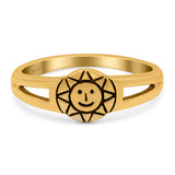 Smiling Sun Ring Oxidized Band Solid 925 Sterling Silver Thumb Ring (7mm)