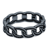 Chain Ring Oxidized Band Solid 925 Sterling Silver Thumb Ring (6mm)