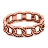 Chain Ring Oxidized Band Solid 925 Sterling Silver Thumb Ring (6mm)