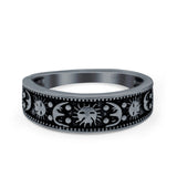 Oxidized Design Moon Sun Ring 925 Sterling Silver (6mm)
