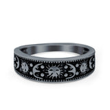 Oxidized Design Moon Sun Ring 925 Sterling Silver (6mm)