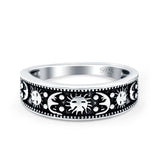 Oxidized Design Moon Sun Ring 925 Sterling Silver (6mm)