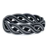 Crisscross Ring Oxidized Band Solid 925 Sterling Silver (5mm)