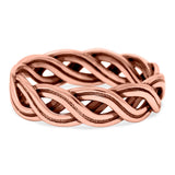 Crisscross Ring Oxidized Band Solid 925 Sterling Silver (5mm)