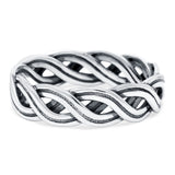 Crisscross Ring Oxidized Band Solid 925 Sterling Silver (5mm)