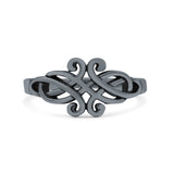 Celtic Knot Filigree Infinity Ring Oxidized Band Solid 925 Sterling Silver Thumb Ring (9mm)