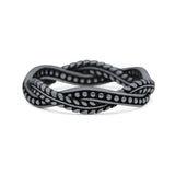 Infinity Weave Twisted Leaf Style Oxidized Band Solid 925 Sterling Silver Thumb Ring (4mm)
