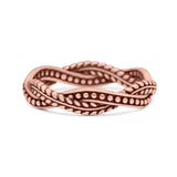 Infinity Weave Twisted Leaf Style Oxidized Band Solid 925 Sterling Silver Thumb Ring (4mm)