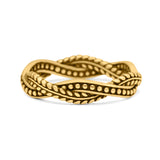 Infinity Weave Twisted Leaf Style Oxidized Band Solid 925 Sterling Silver Thumb Ring (4mm)