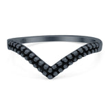 V Ring Oxidized Band Solid 925 Sterling Silver Thumb Ring (5mm)