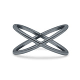 Infinity Plain X Crisscross Ring Band Solid 925 Sterling Silver (9mm)