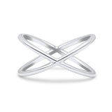 Infinity Plain X Crisscross Ring Band Solid 925 Sterling Silver (9mm)