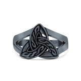 Trinity Celtic Knot Ring Oxidized 925 Sterling Silver 12mm
