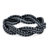 Braided Band Ring Oxidized Band Solid 925 Sterling Silver (5mm)