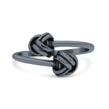 Bold Open Knot Stackable Modern Thich Oxidized Band Solid 925 Sterling Silver Thumb Ring 8mm