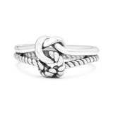 Stylish Loop Knot Rope and Infinity Double Row Oxidized Band Thumb Ring (10mm)