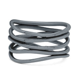Vintage Five-Row Wavy Stackable Ring Designer Oxidized (11mm)