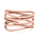 Vintage Five-Row Wavy Stackable Ring Designer Oxidized (11mm)