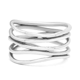 Vintage Five-Row Wavy Stackable Ring Designer Oxidized (11mm)