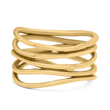 Vintage Five-Row Wavy Stackable Ring Designer Oxidized (11mm)
