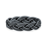 Classic Braided Style Weave Rope Knot Oxidized Band Thumb Ring (4mm)