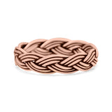 Classic Braided Style Weave Rope Knot Oxidized Band Thumb Ring (4mm)