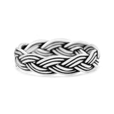 Classic Braided Style Weave Rope Knot Oxidized Band Thumb Ring (4mm)