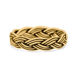 Classic Braided Style Weave Rope Knot Oxidized Band Thumb Ring (4mm)