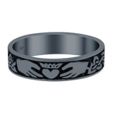 Claddagh Band Oxidized Ring Solid 925 Sterling Silver Thumb Ring (5mm)