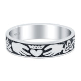 Claddagh Band Oxidized Ring Solid 925 Sterling Silver Thumb Ring (5mm)