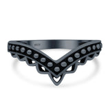 V Ring Oxidized Band Solid 925 Sterling Silver Thumb Ring (9mm)