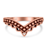 V Ring Oxidized Band Solid 925 Sterling Silver Thumb Ring (9mm)