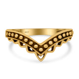 V Ring Oxidized Band Solid 925 Sterling Silver Thumb Ring (9mm)