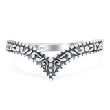 V Shape Band Oxidized Ring Solid 925 Sterling Silver Thumb Ring (7mm)