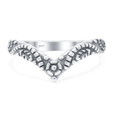 V Shape Band Oxidized Ring Solid 925 Sterling Silver Thumb Ring (7mm)